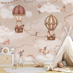 Aviation Adventure – Mono wallpaper mural shown in a children's bedroom teepee