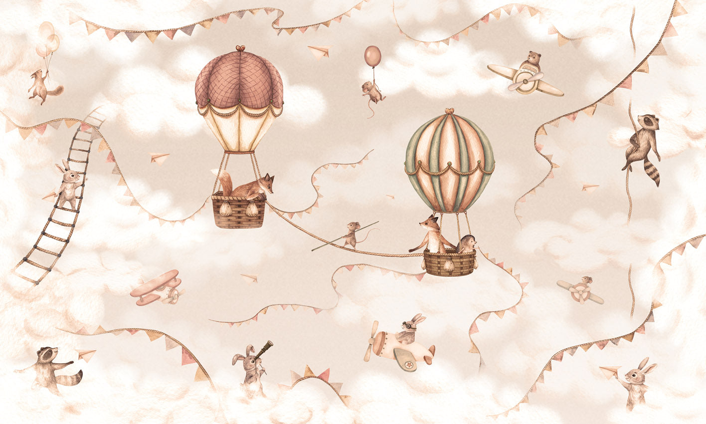 Aviation Adventure – Mono wallpaper mural by Oliver Robins