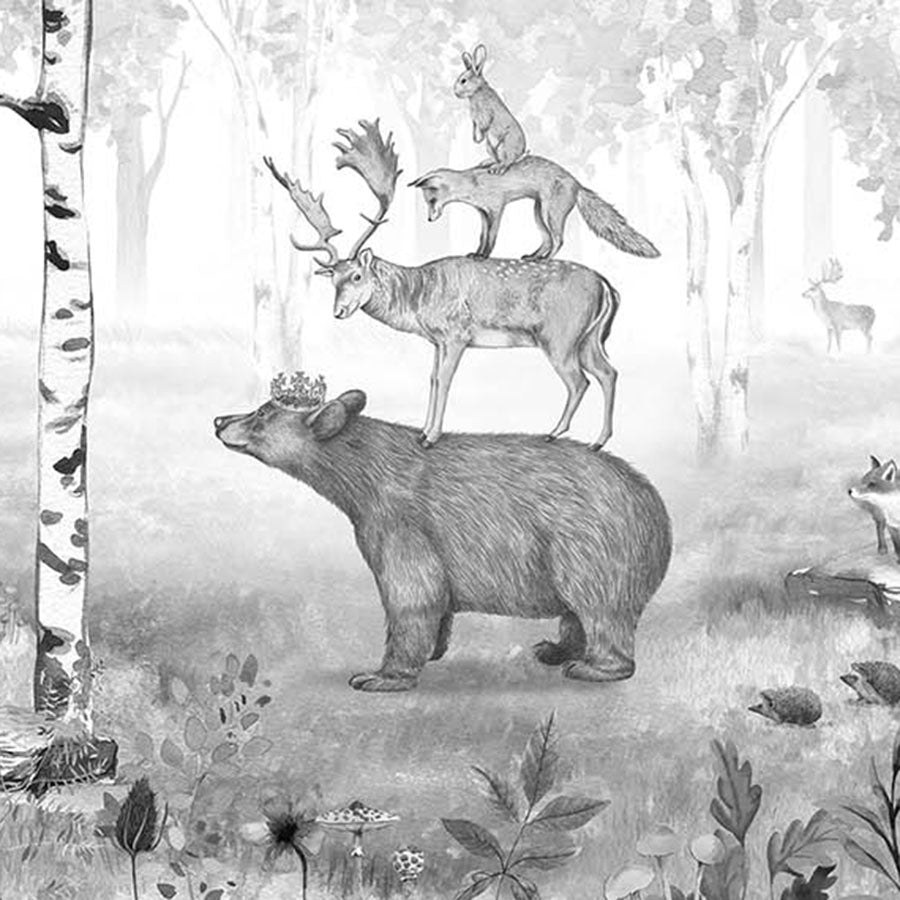 Close-up of the Bear King – Black & White wallpaper mural