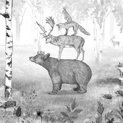 Close-up of the Bear King – Black & White wallpaper mural