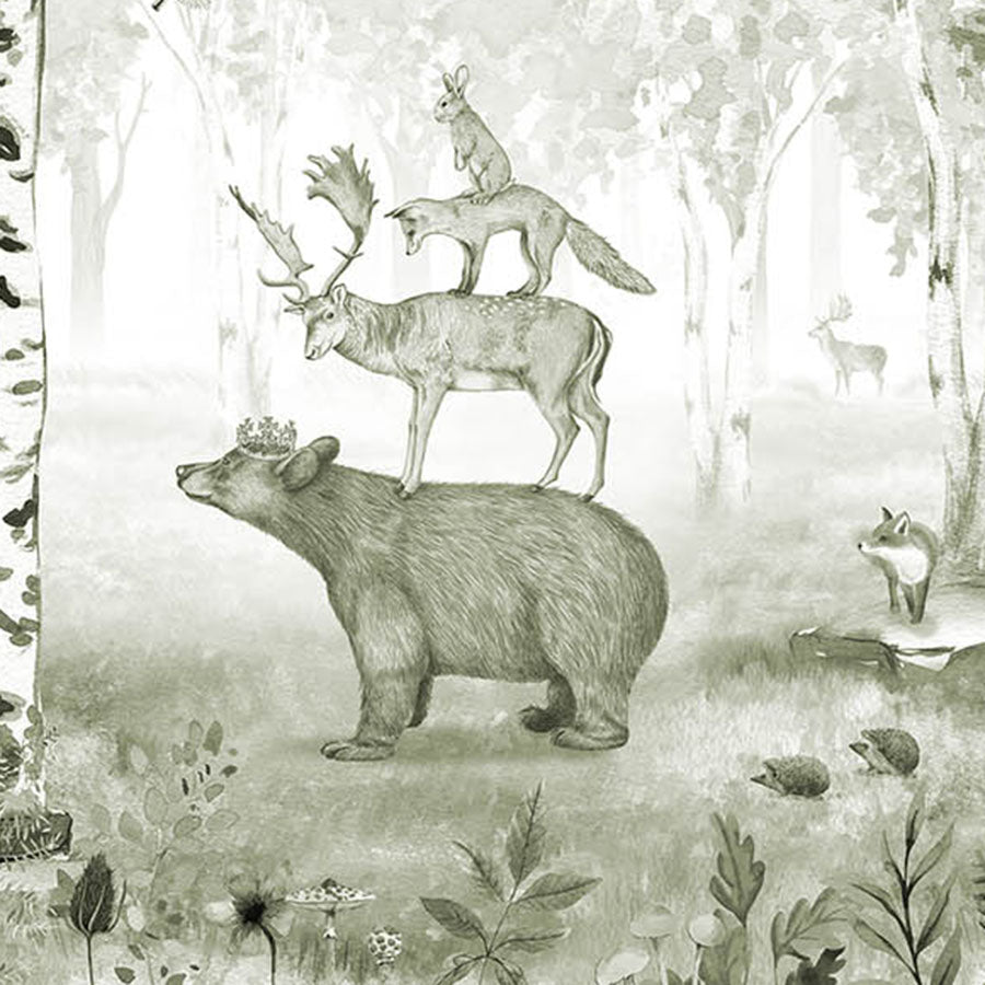 Close-up of the Bear King – Green wallpaper mural