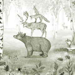 Close-up of the Bear King – Green wallpaper mural