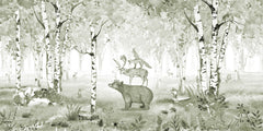 Bear King – Green wallpaper mural by Kikki Belle