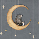 Close-up of the Bear on the Moon – Blue wallpaper mural by Oliver Robins