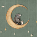 Close-up of the Bear on the Moon – Green wallpaper mural by Oliver Robins