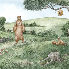 Close-up of the Bears and Bees wallpaper mural