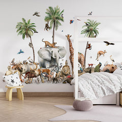 Beautiful Biodiversity wallpaper mural in a children’s bedroom house bed