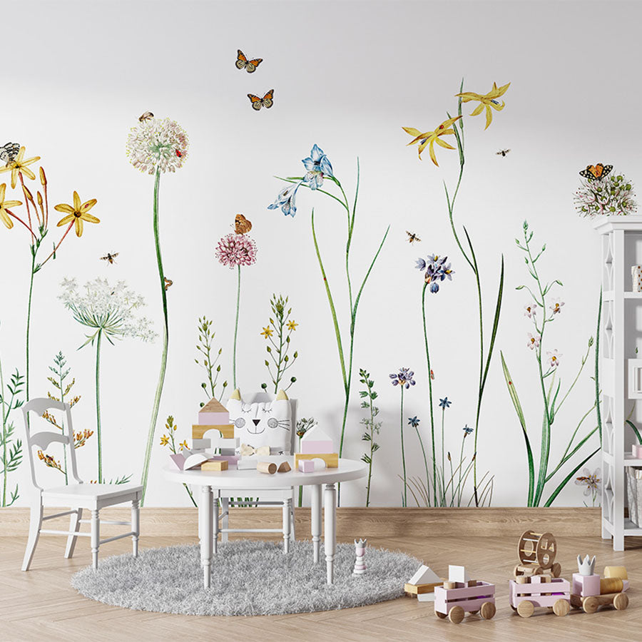 Butterfly Garden wallpaper mural in a children’s playroom