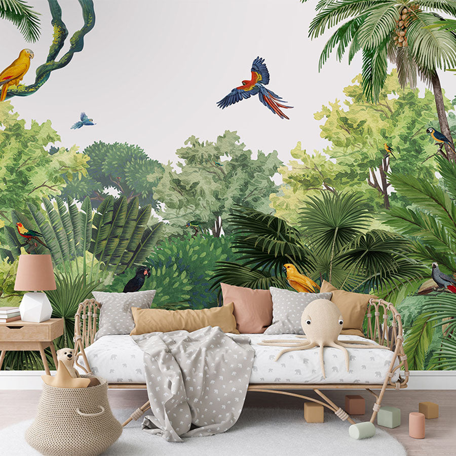 Canopy Jungle – Bright wallpaper mural in a children’s room