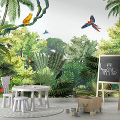Canopy Jungle – Bright wallpaper mural in a school room board