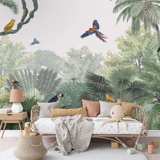 Canopy Jungle – Natural wallpaper mural in a children’s bedroom