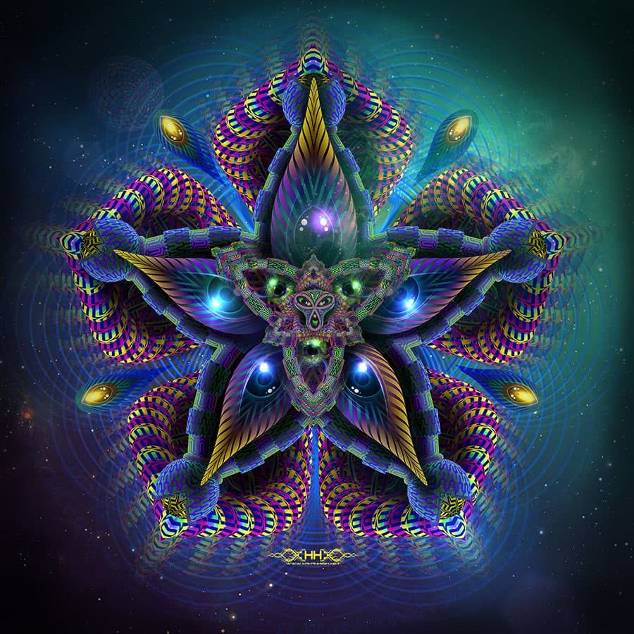 Cerebral Bloom cosmic mandala artwork by Hakan Hisim