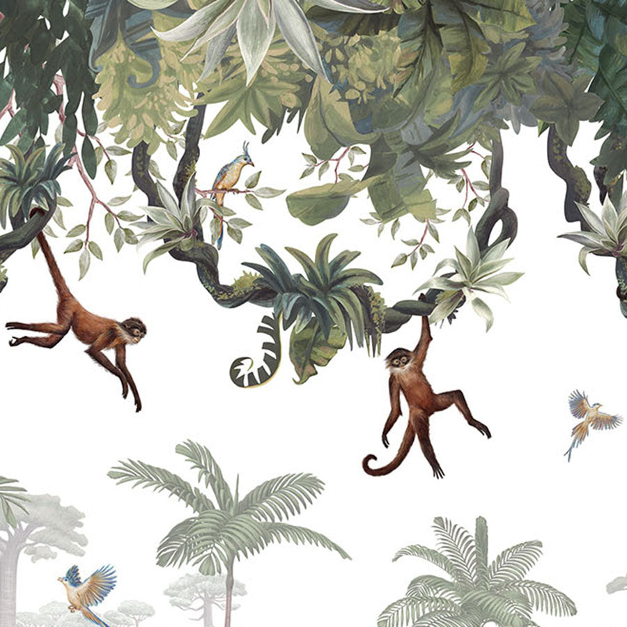 Close-up of the Cheeky Monkeys wallpaper mural