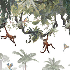 Close-up of the Cheeky Monkeys wallpaper mural