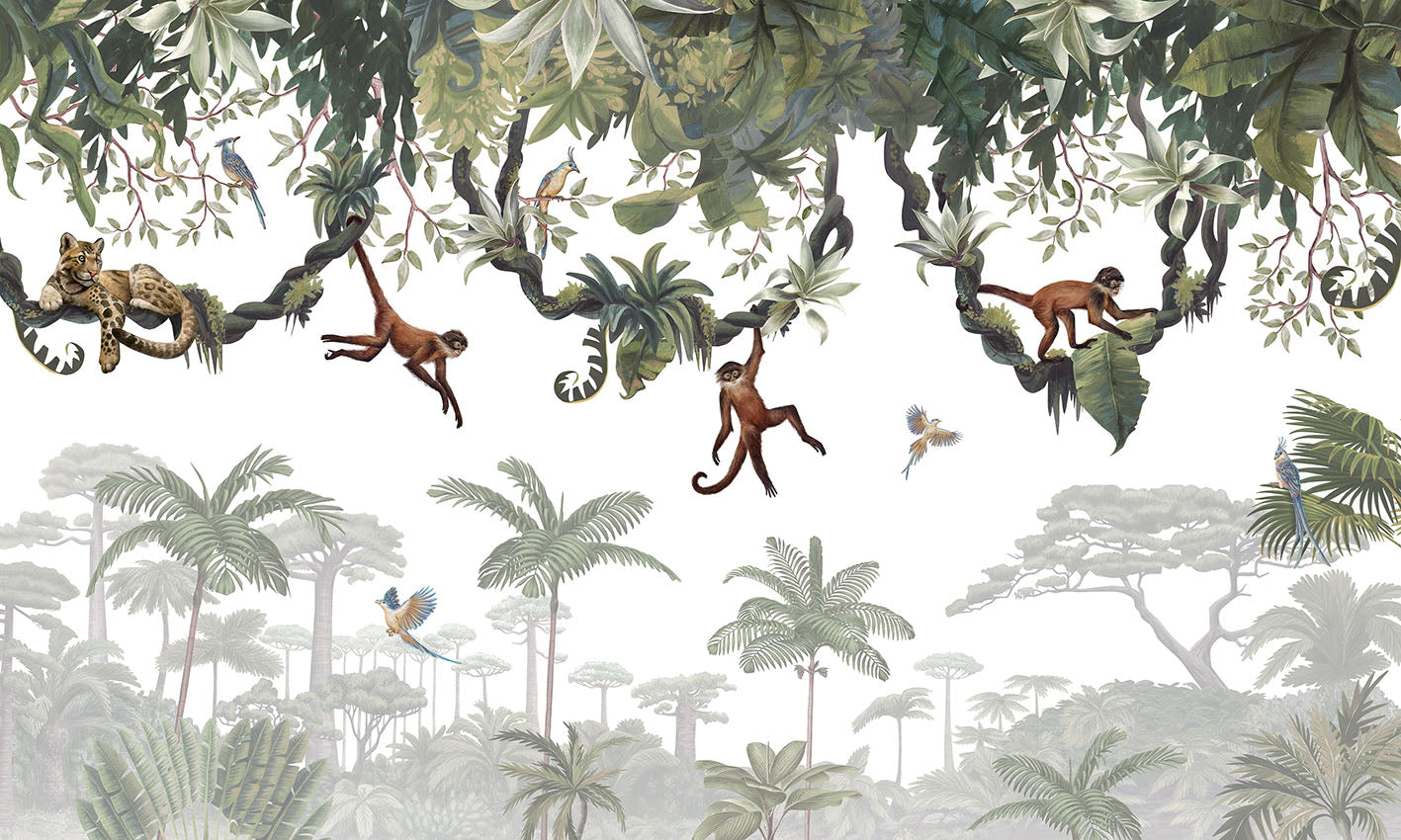 Cheeky Monkeys wallpaper mural by Kikki Belle