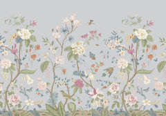 Chinoiserie duck egg blue floral elegant wallpaper design