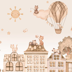 Close-up of the City Cats – Mono wallpaper mural by Oliver Robins