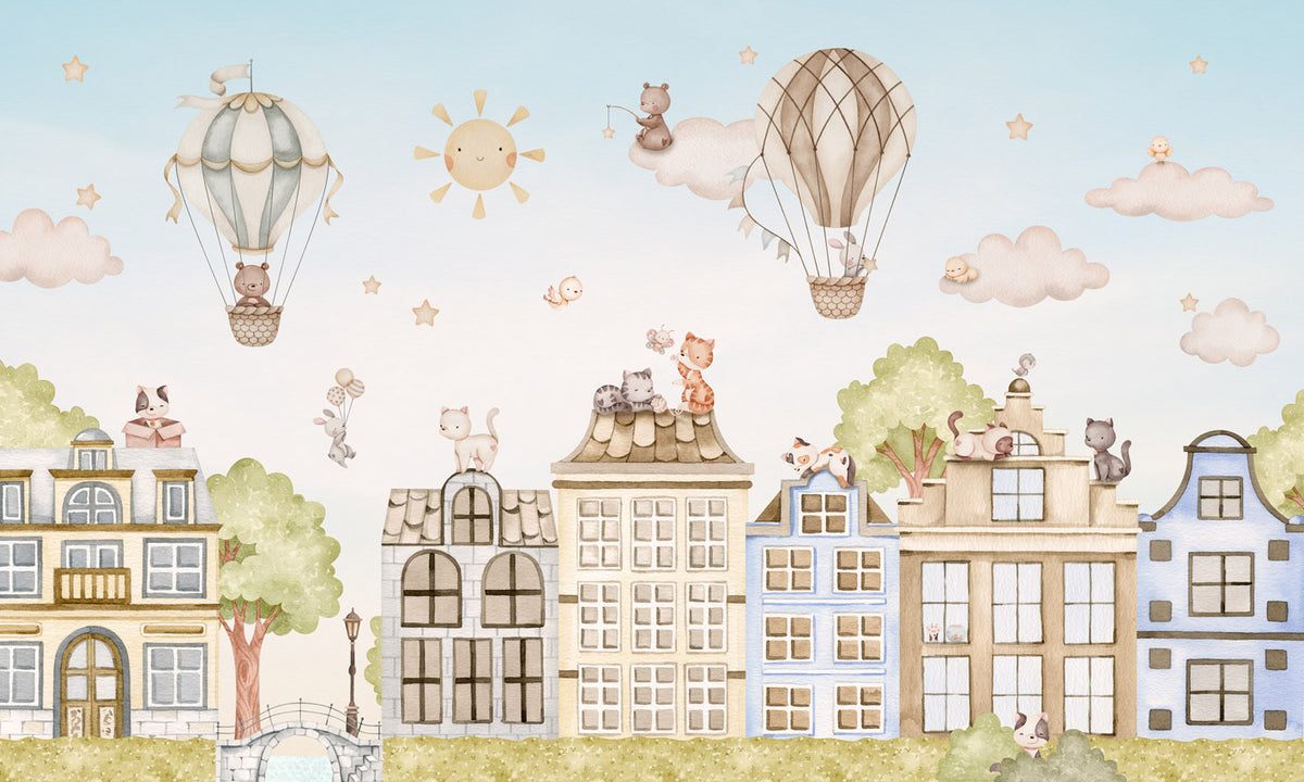 City Cats wallpaper mural by Oliver Robins