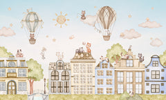City Cats wallpaper mural by Oliver Robins