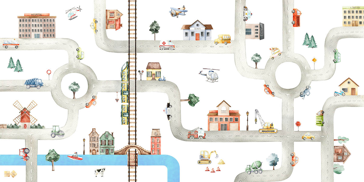 City of Vehicles wallpaper mural by Oliver Robins