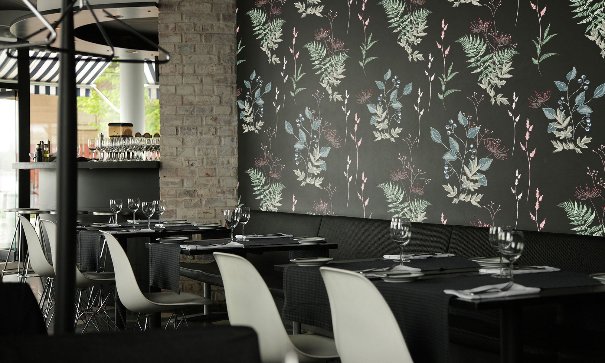 Commercial wallpaper in a restaurant setting