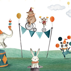 Close-up of the Crazy Circus wallpaper mural by Oliver Robins