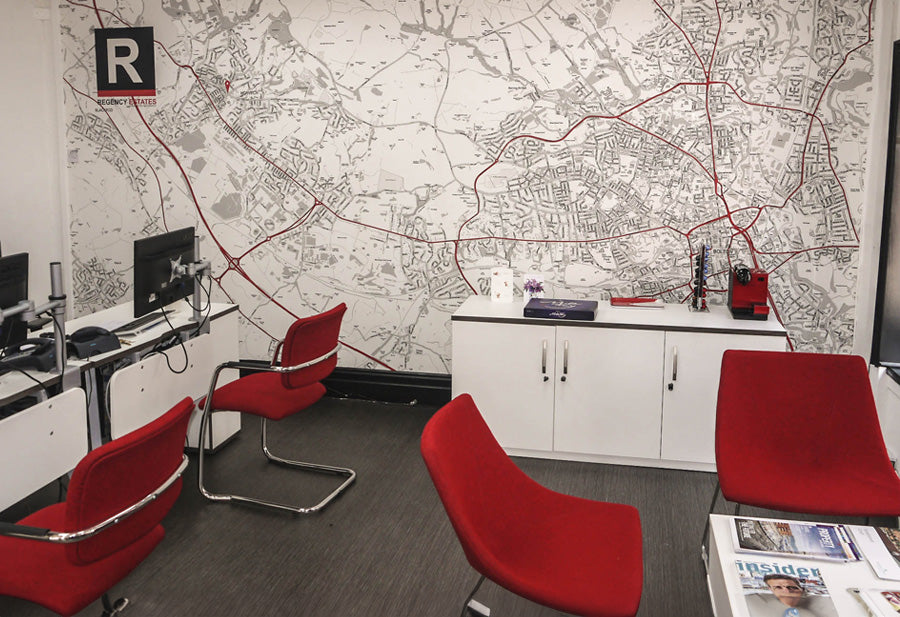 Commercial custom map wallpaper