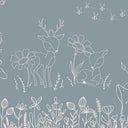 Close-up of the Deer Doodles – Blue wallpaper mural by Oliver Robins