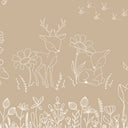 Close-up of the Deer Doodles – Brown wallpaper mural by Oliver Robins