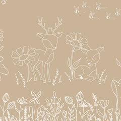Close-up of the Deer Doodles – Brown wallpaper mural by Oliver Robins