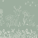 Close-up of the Deer Doodles – Green wallpaper mural by Oliver Robins