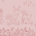 Close-up of the Deer Doodles – Pink Dark wallpaper mural by Oliver Robins