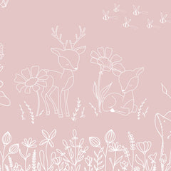 Close-up of the Deer Doodles – Pink wallpaper mural by Oliver Robins