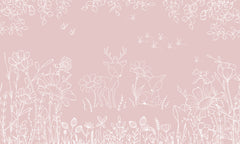 Deer Doodles – Pink wallpaper mural by Oliver Robins