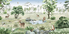 Deer Forest – Summer wallpaper mural by Kikki Belle
