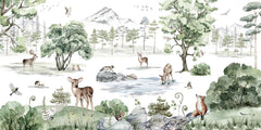 Deer Forest – Winter wallpaper mural by Kikki Belle