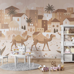 Desert Dreams – Mono wallpaper mural shown in a children's playroom table