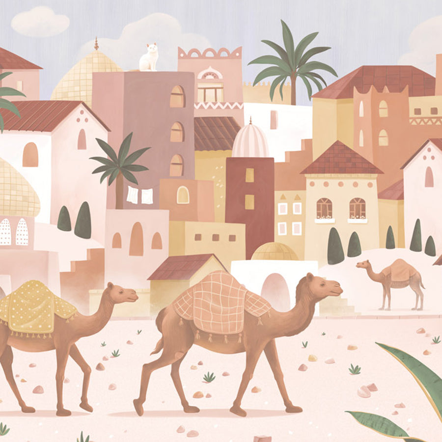 Close-up of the Desert Dreams wallpaper mural by Oliver Robins