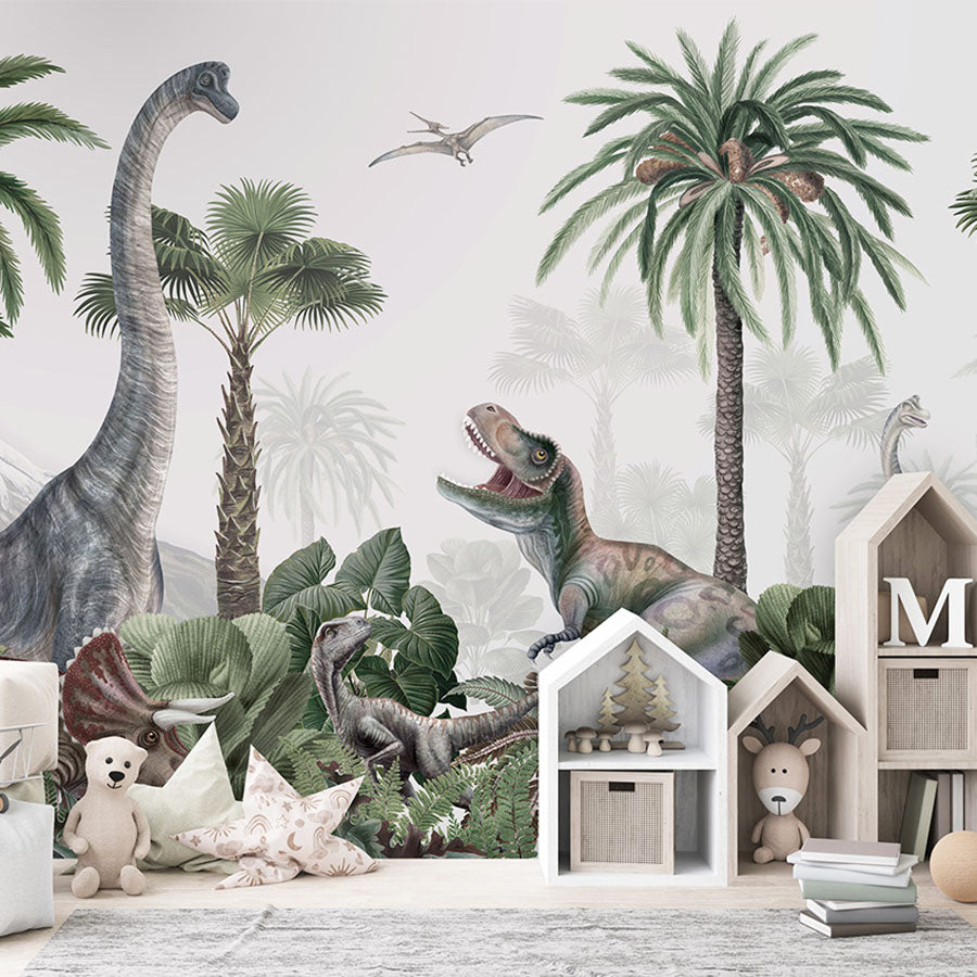 Dino Jive wallpaper mural in a children’s playroom