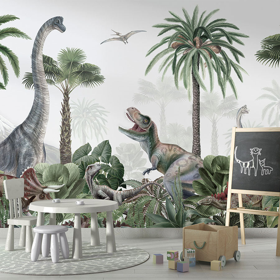 Dino Jive wallpaper mural in a children’s room school board