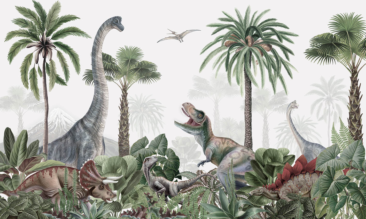 Dino Jive wallpaper mural by Kikki Belle