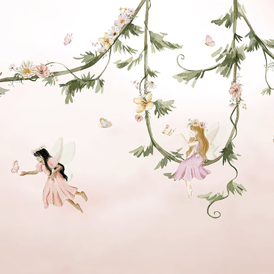 Close-up of the Dream Flight wallpaper mural by Oliver Robins