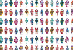 Electric Robots wallpaper mural with colourful retro robot characters