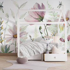 Fabulous Flowers wallpaper mural in a children’s bedroom house bed
