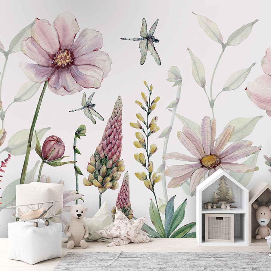 Fabulous Flowers wallpaper mural in a children’s playroom