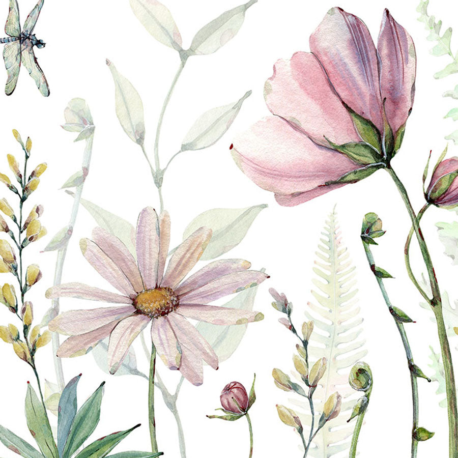 Close-up of the Fabulous Flowers wallpaper mural