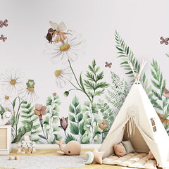 Fairy Garden wallpaper mural in a children’s playroom tipi
