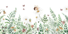 Fairy Garden wallpaper mural by Kikki Belle featuring fairies, butterflies and wildflowers