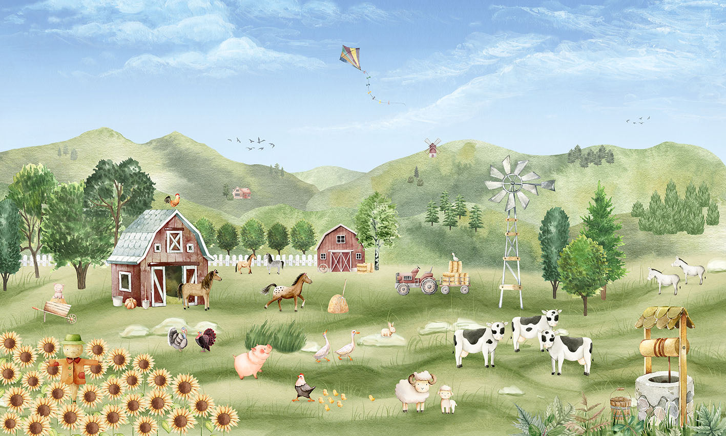 Farm Joy wallpaper mural by Oliver Robins