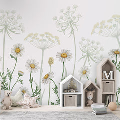 Field of Daisies wallpaper mural in a children’s playroom